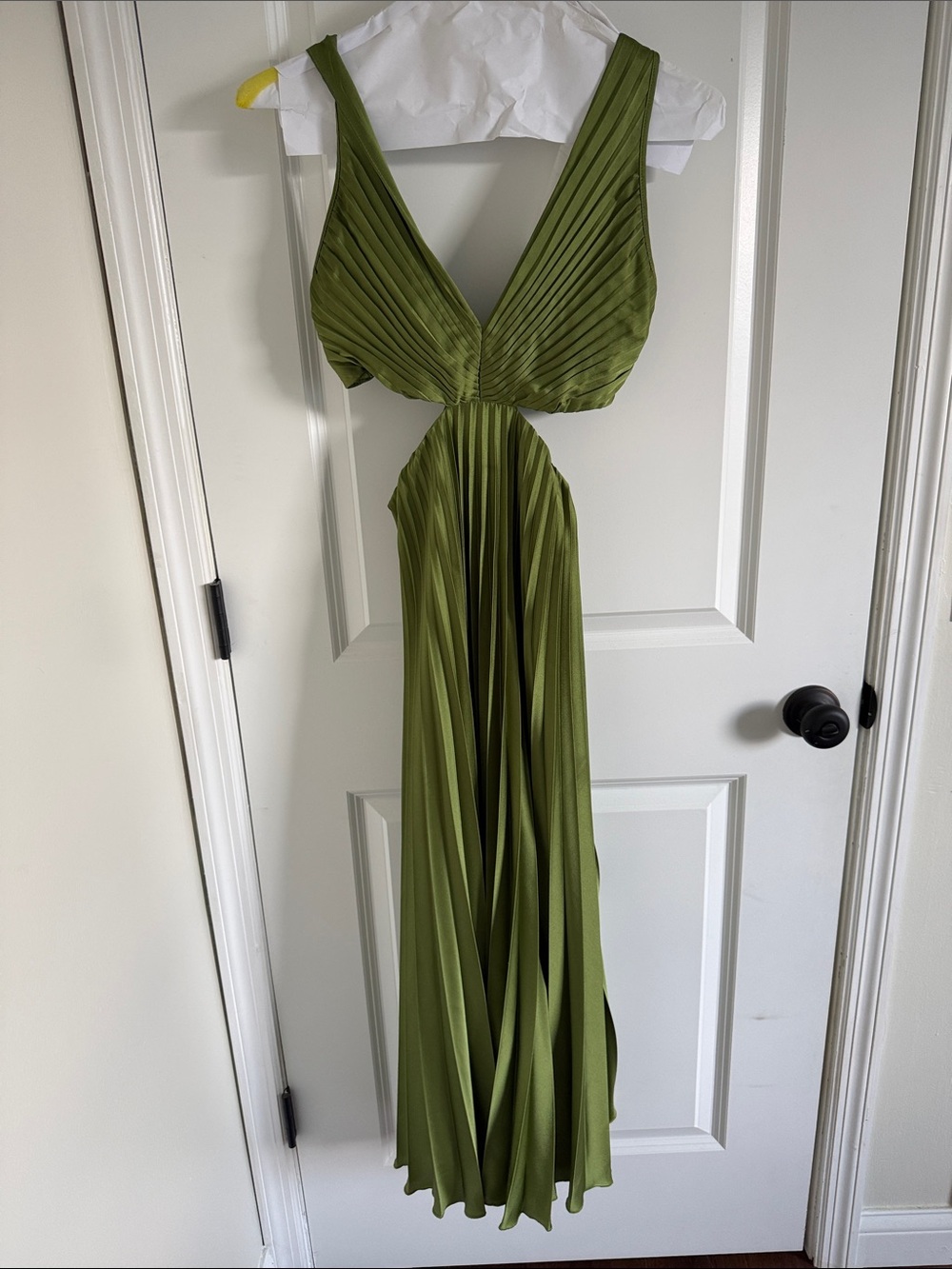 ABERCROMBIE Olive Green Pleated Cutout Maxi Dress